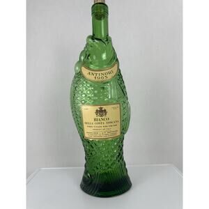 VTG 1965 Antinori Bianco Fish Wine Decanter Bottle w Cork 11" Bar Decor